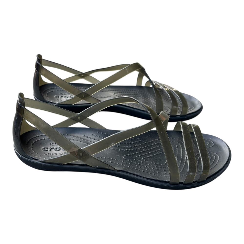 Crocs Isabella Strappy Sandals Size 9 Black T-Strap Cute Comfortable